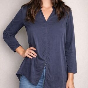 COS Navy Split Neck Tunic